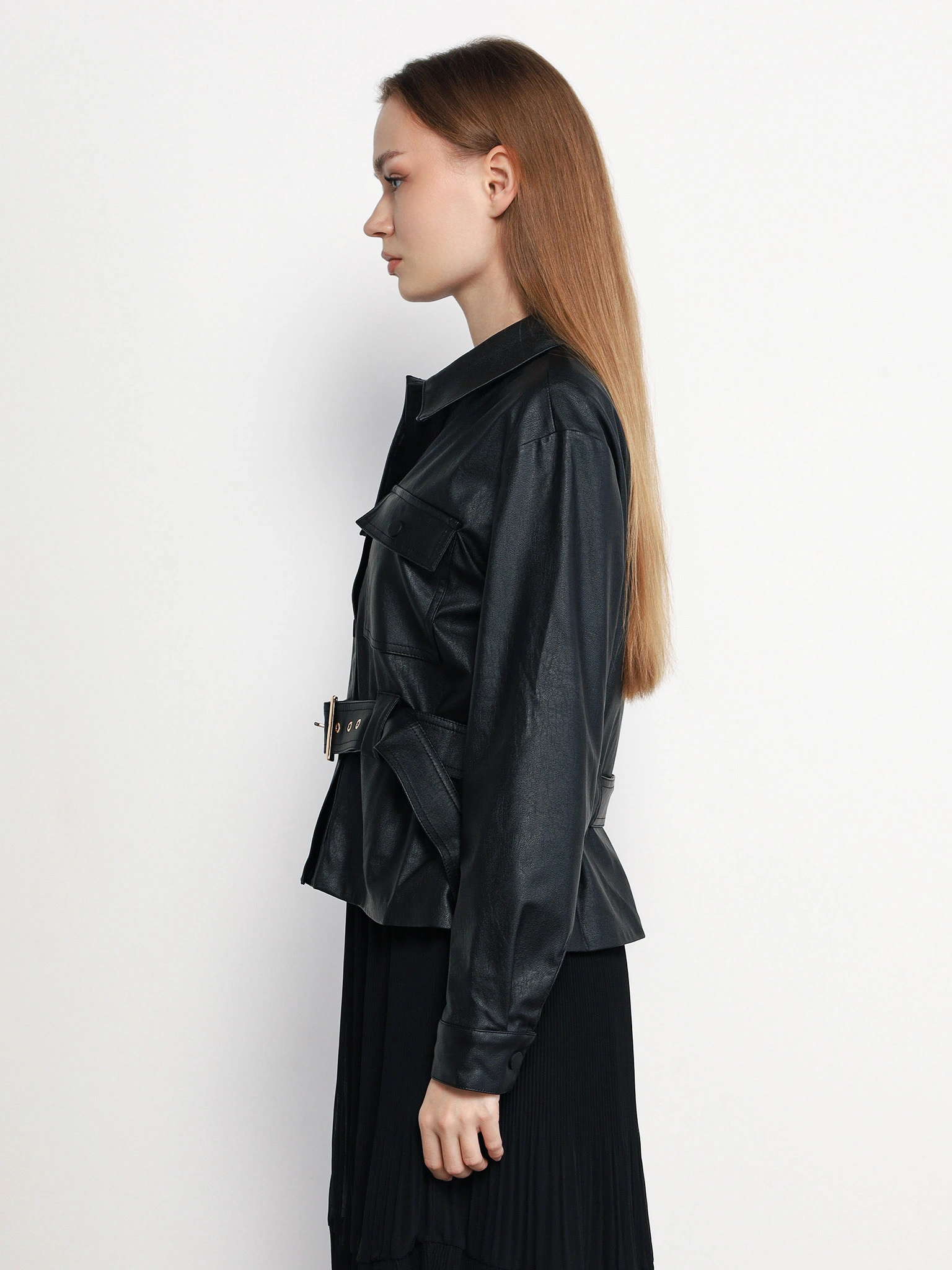 Куртка прямого кроя со съемным поясом